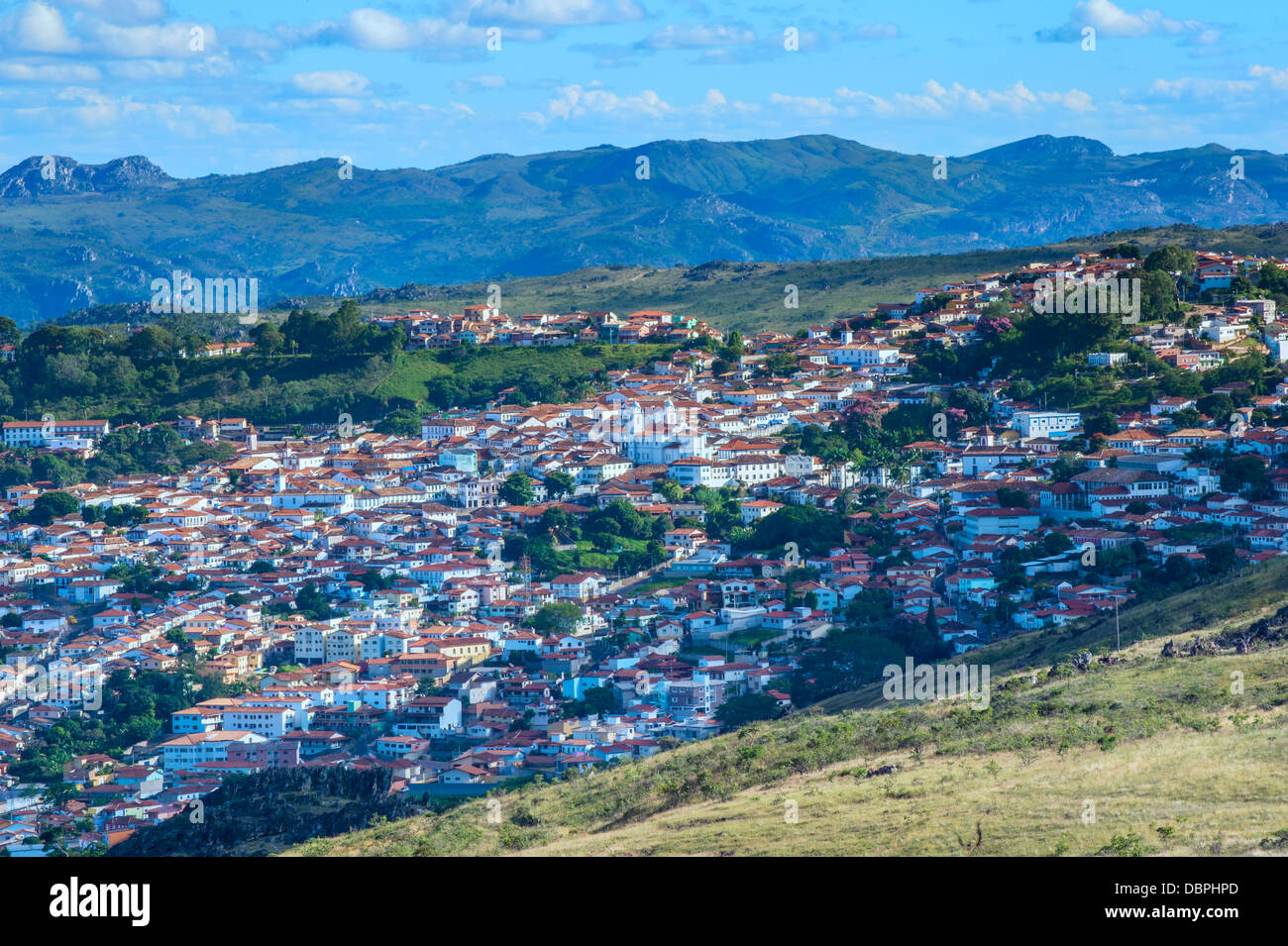 Vista su Diamantina, Sito Patrimonio Mondiale dell'UNESCO, Minas Gerais, Brasile, Sud America Foto Stock