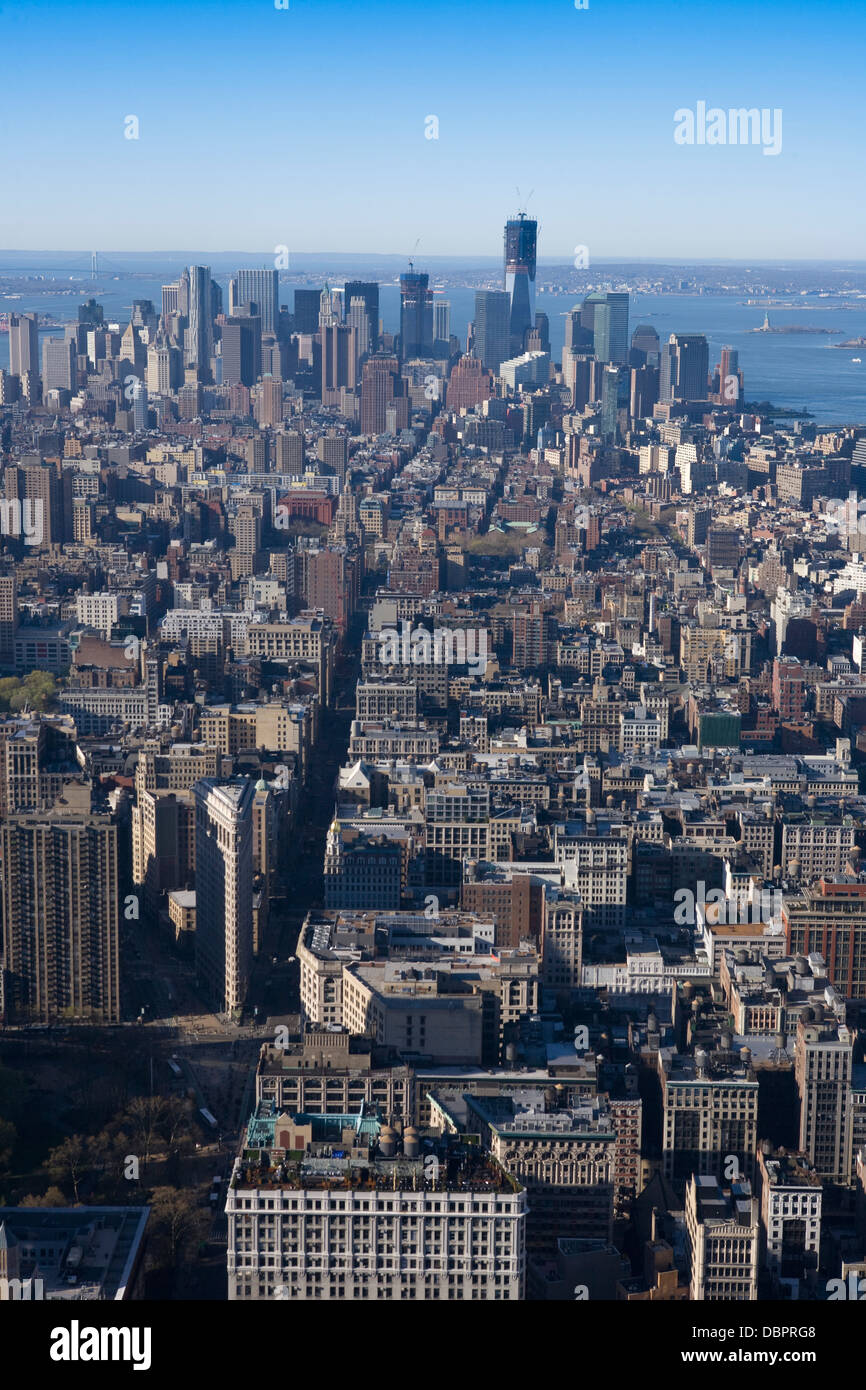 Vista sud da Empire State Building di New York Foto Stock