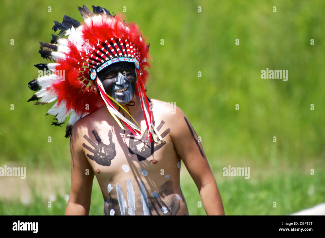 Indiano e piume rosso Foto Stock