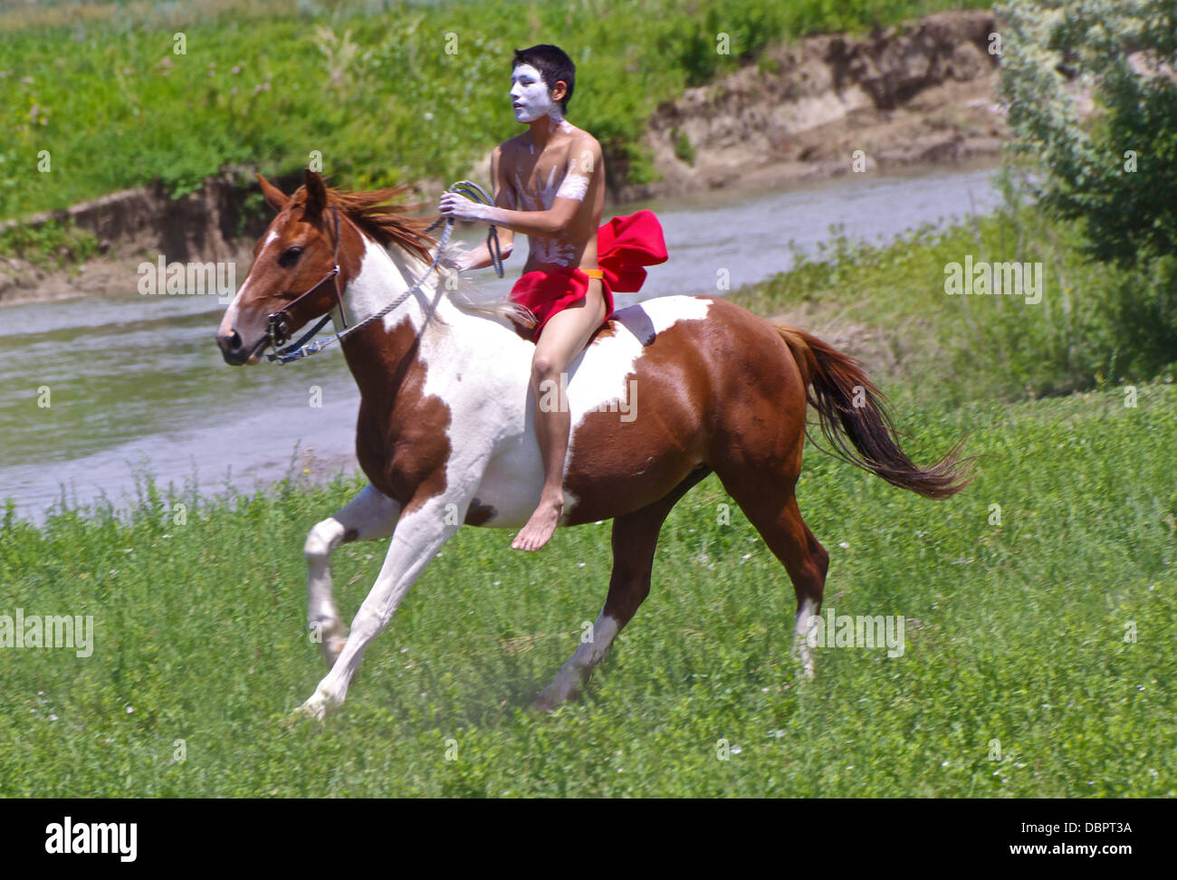 Indiano a cavallo Foto Stock