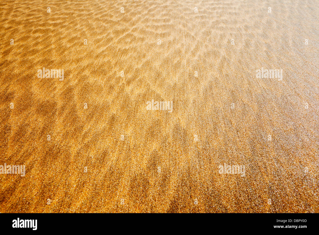 Ampio angolo di close-up di una spiaggia di sabbia con una texture a chiazze. Foto Stock