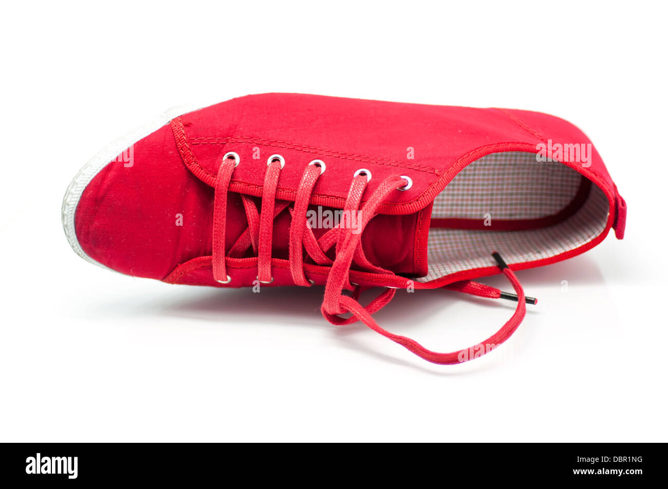Red Shoes closeup su sfondo bianco Foto Stock