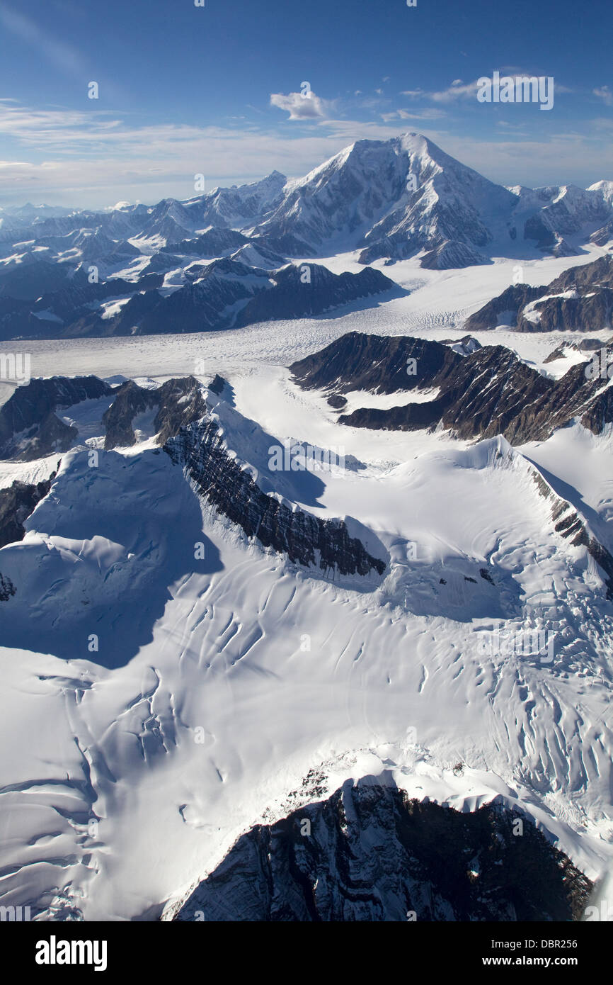 Ghiacciaio Kahiltna & Mount Foraker, Alaska Range, Parco Nazionale di Denali, Alaska Foto Stock