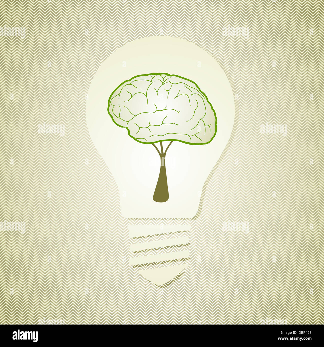 Eco Friendly cervello umano lampadina risparmiare energia concetto. Questa illustrazione vettoriale è stratificata per una facile manipolazione e colorazione personalizzata Foto Stock