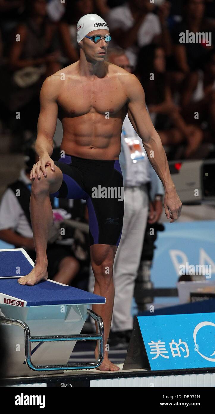 Barcellona Spagna. Il 2 agosto, 2013. FINA World Cup 2013 Barcellona Spagna 02 Ago 13 subacquei Nuoto Campionati del Mondo di nuoto FINA 2013 50m stile libero uomini immagine mostra Roland Schoeman RSA Credit: Azione Plus immagini di sport/Alamy Live News Foto Stock