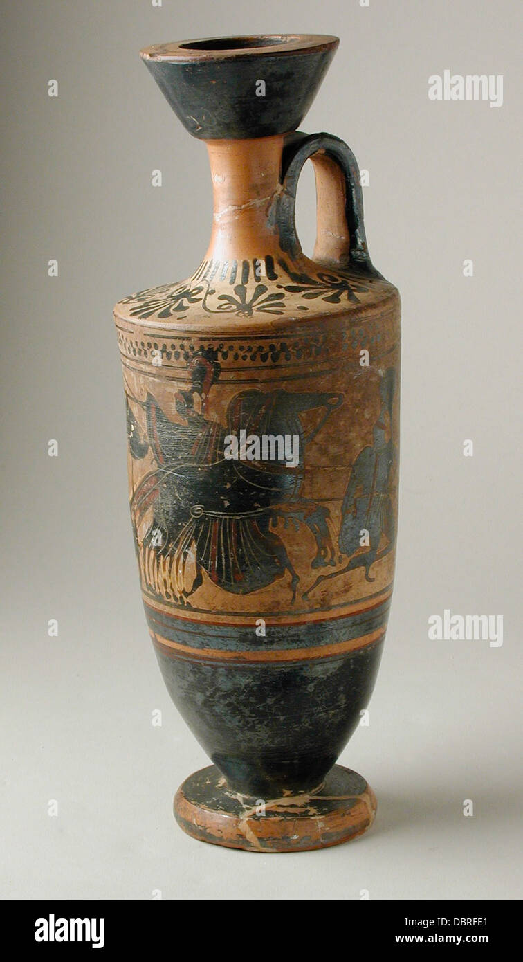 Attico Black-Figure Lekythos con Athena giganti in lotta 50.8.17 Foto Stock