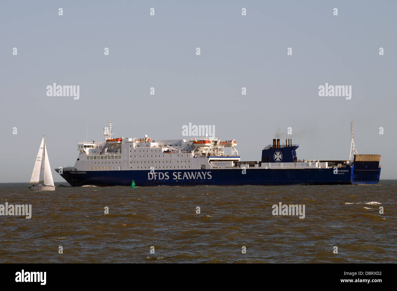DFDS Seaways traghetto per auto 'Sirena Seaways' sul percorso a Esbjerg in Danimarca dal Harwich, Essex, Regno Unito. Foto Stock