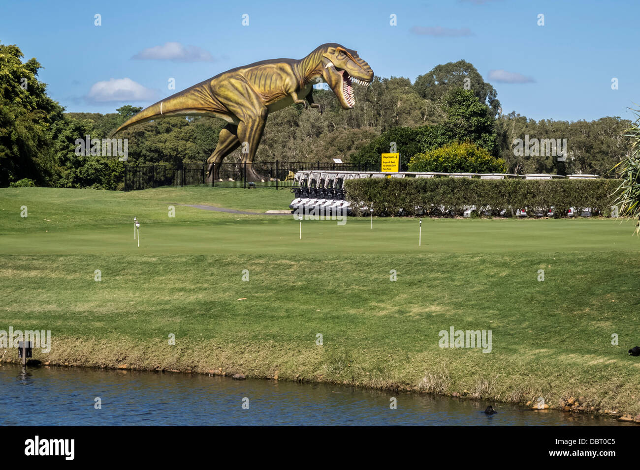 Dinosauro di animazione a Clive Palmer's Coolum Resort e Golf Links sulla Sunshine Coast di Queensland in Australia Foto Stock