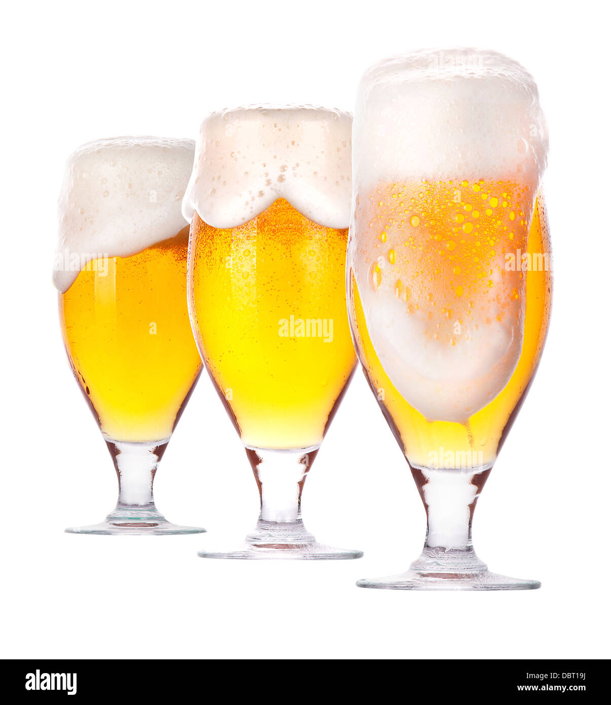 Raccolta di birra isolato su sfondo bianco Foto Stock