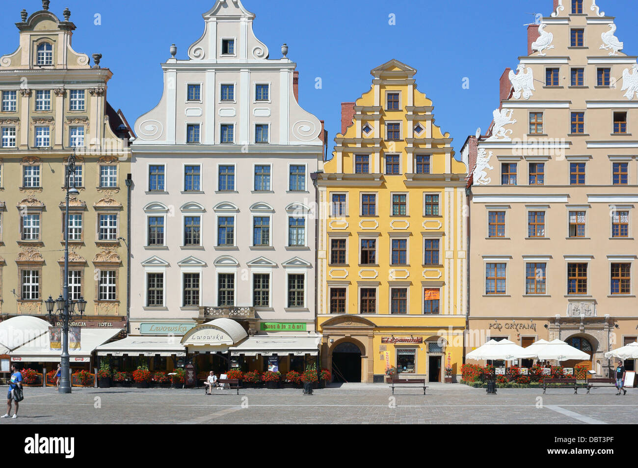 Wroclaw vecchio mercato nelle soleggiate giornate estive Foto Stock