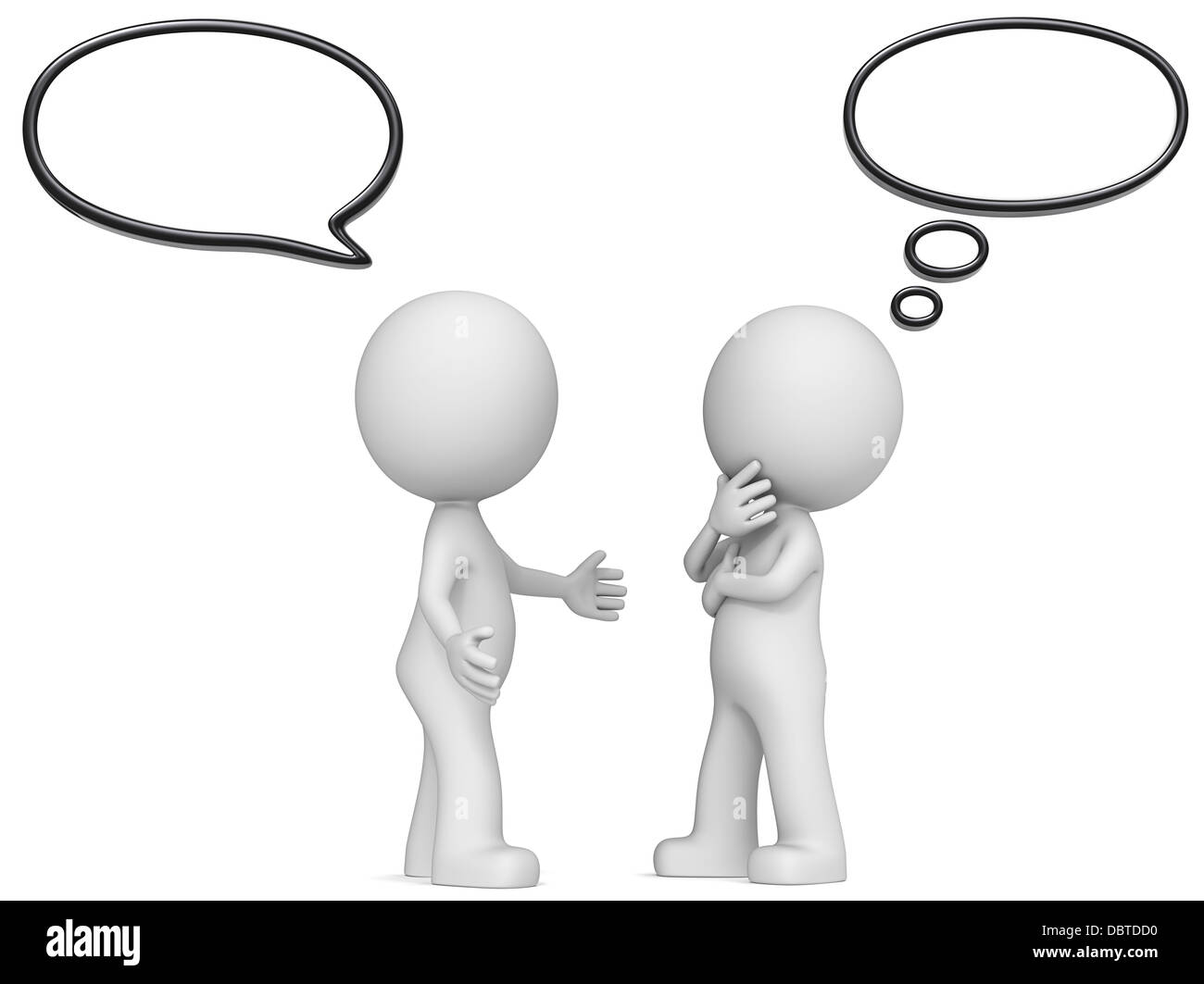 Il tizio x 2 comunicante. Pensare e fumetti. Foto Stock