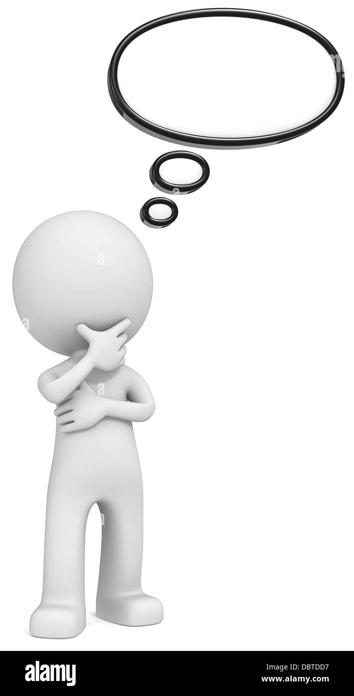 Il tizio e pensare che la bolla. Nero, copia dello spazio. Foto Stock