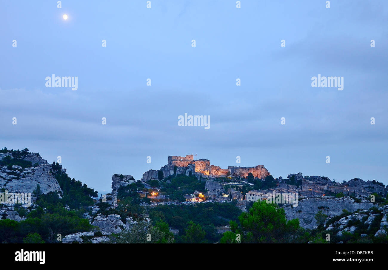 Les Baux-de-Provence storico castello Château Baux de Provence monumento Alpilles Francia Foto Stock