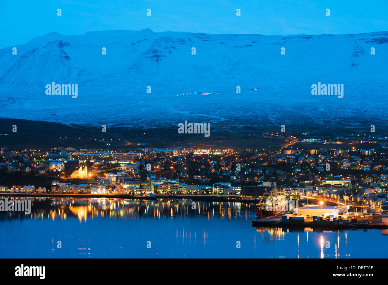 Akureyri waterfront, Islanda, regioni polari Foto Stock