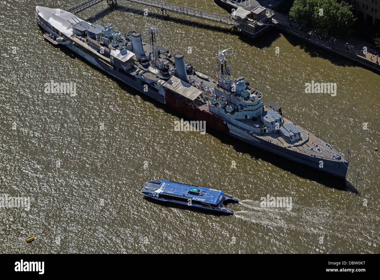 Fotografia aerea della HMS Belfast Foto Stock