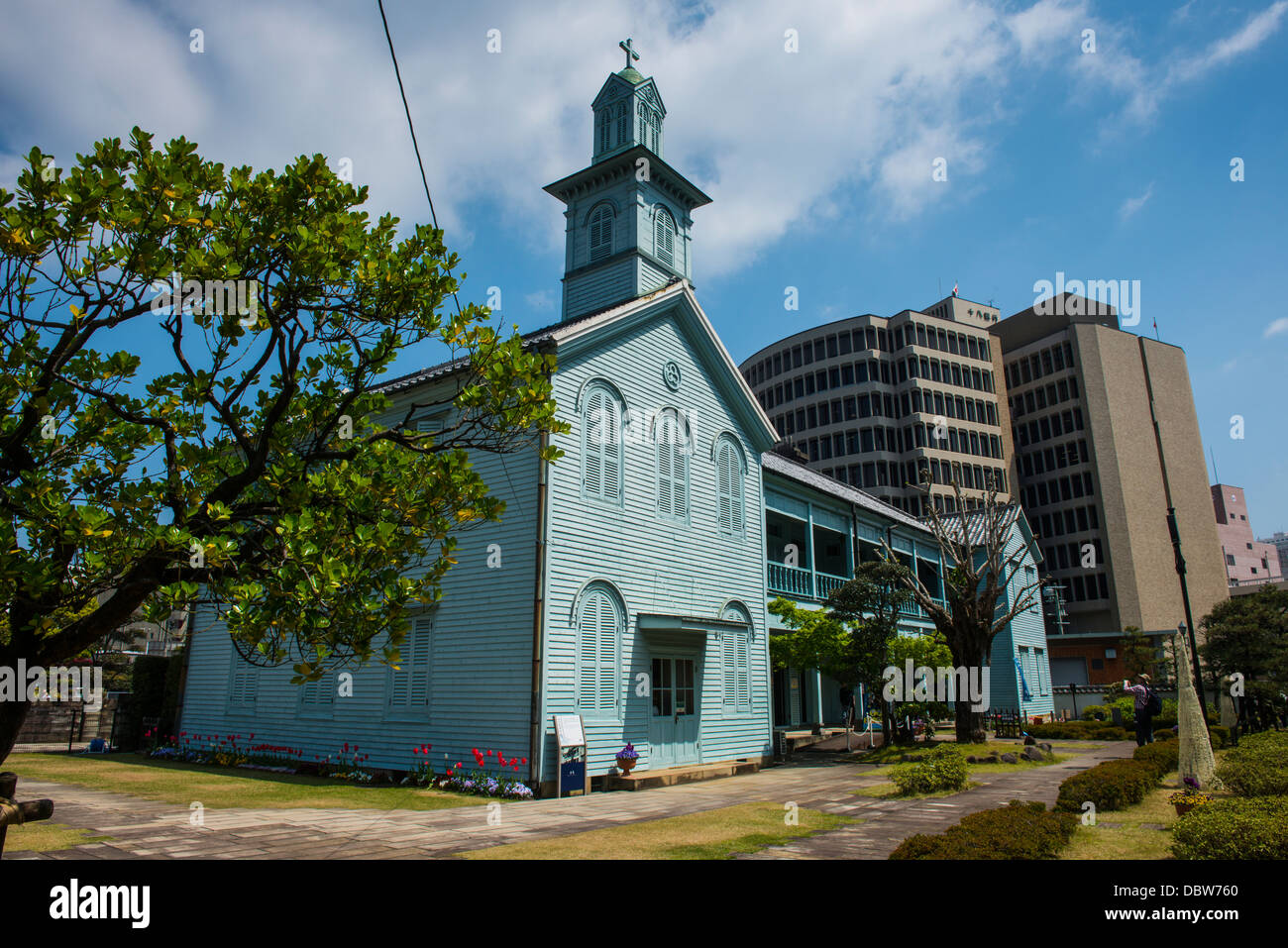 Gli edifici coloniali in Dejima uomo fatto isola del Porto di Nagasaki, Kyushu, Giappone, Asia Foto Stock