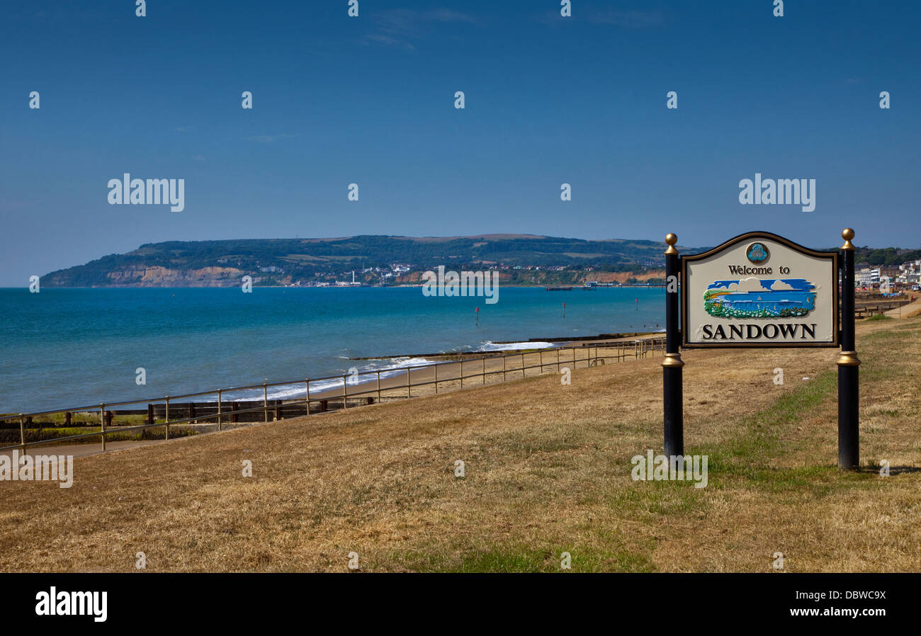 Spiaggia a Sandown, Isle of Wight, Hampshire, Inghilterra Foto Stock