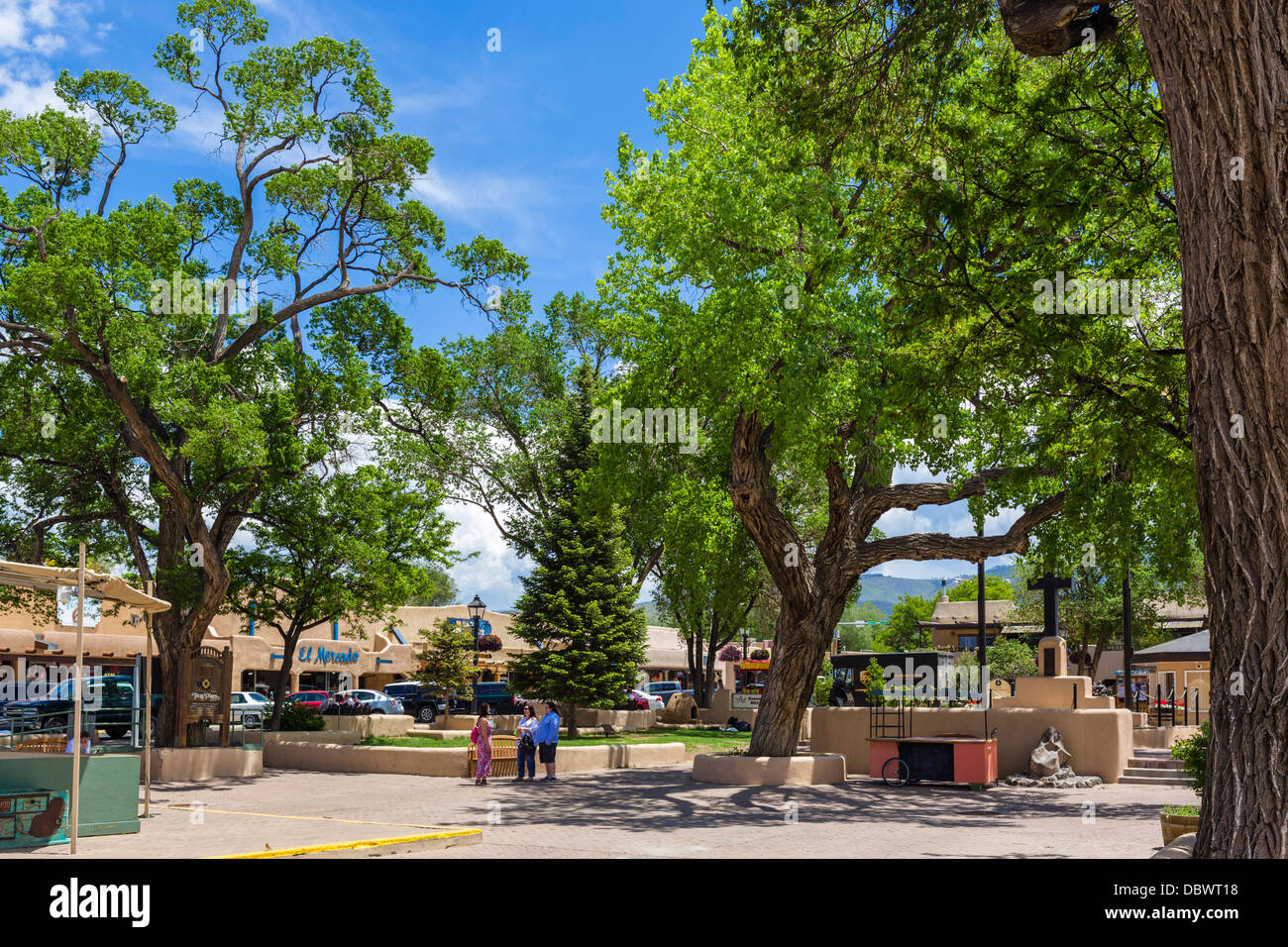 Taos Plaza nel centro cittadino di Taos, Nuovo Messico, STATI UNITI D'AMERICA Foto Stock