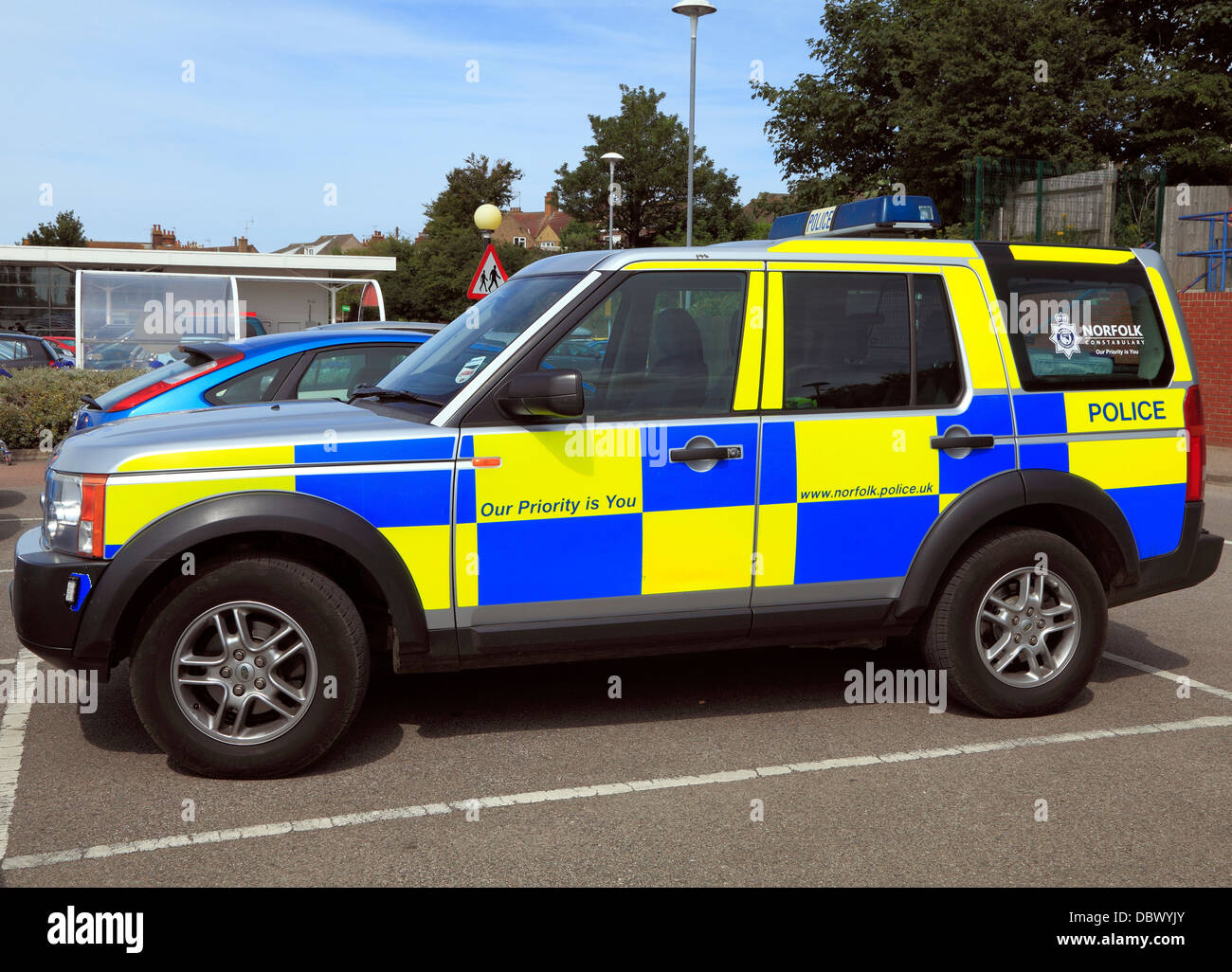 Norfolk Constabulary Land Rover, veicolo di polizia, England Regno Unito veicoli Foto Stock