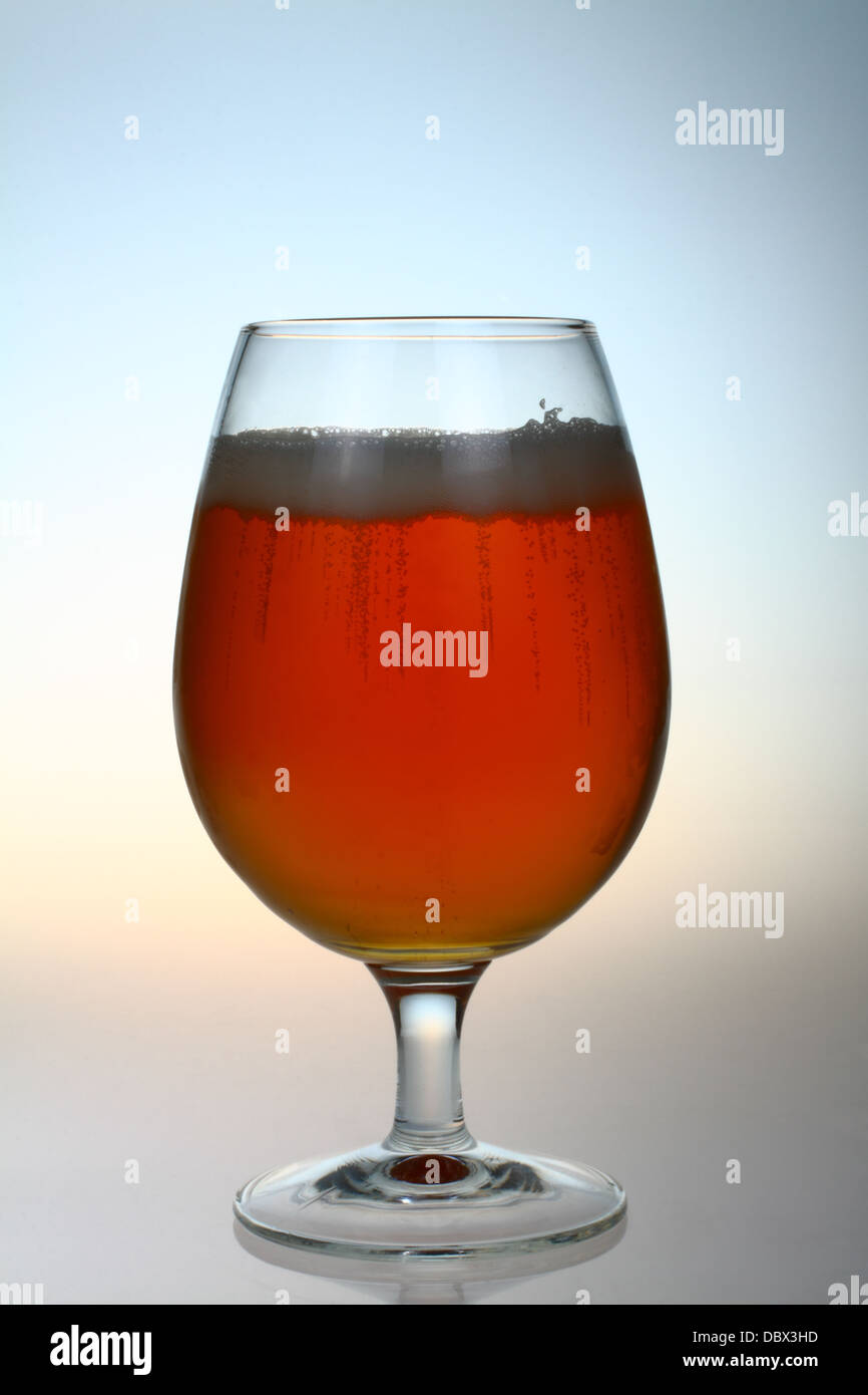 Bicchiere di birra lager su sfondo semplice Foto Stock