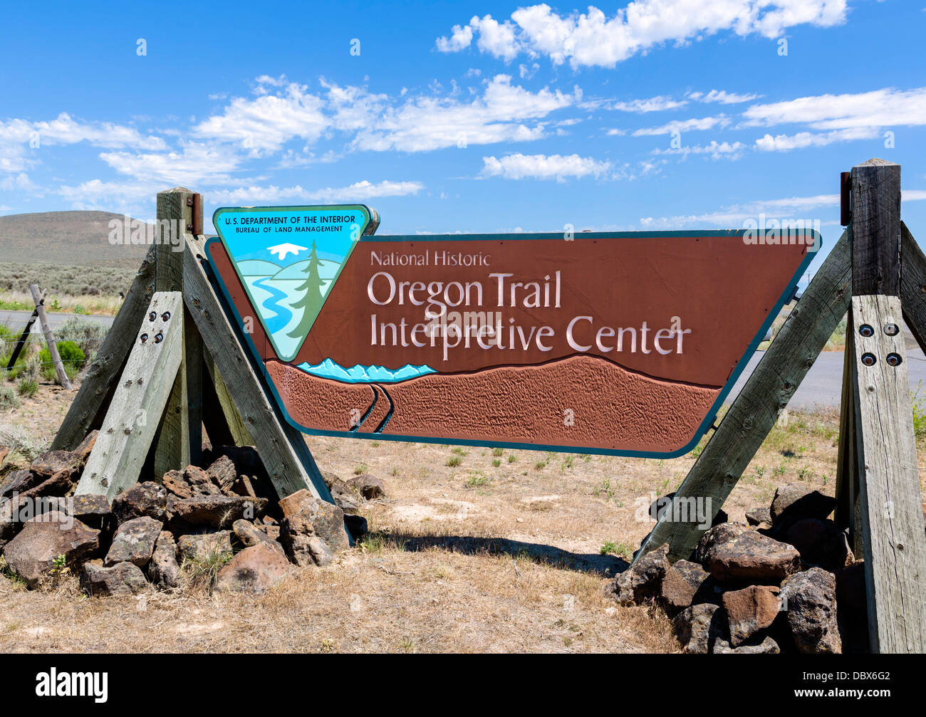 Ingresso al National Historic Oregon Trail Interpretive Center, Baker, Oregon, Stati Uniti d'America Foto Stock
