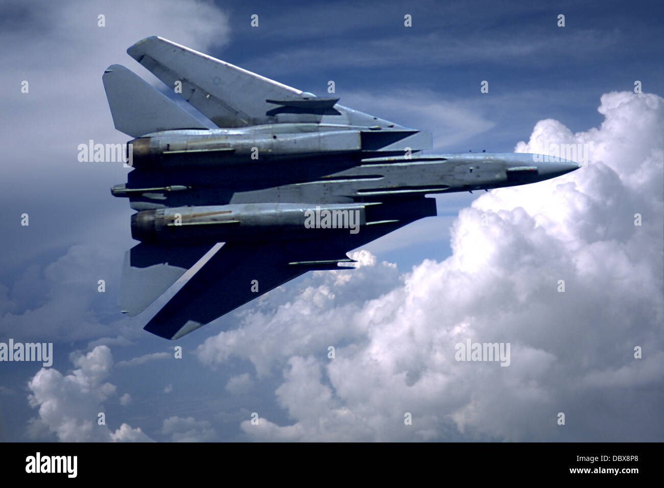 USN F-14 Tomcat volare sopra le nuvole Foto Stock