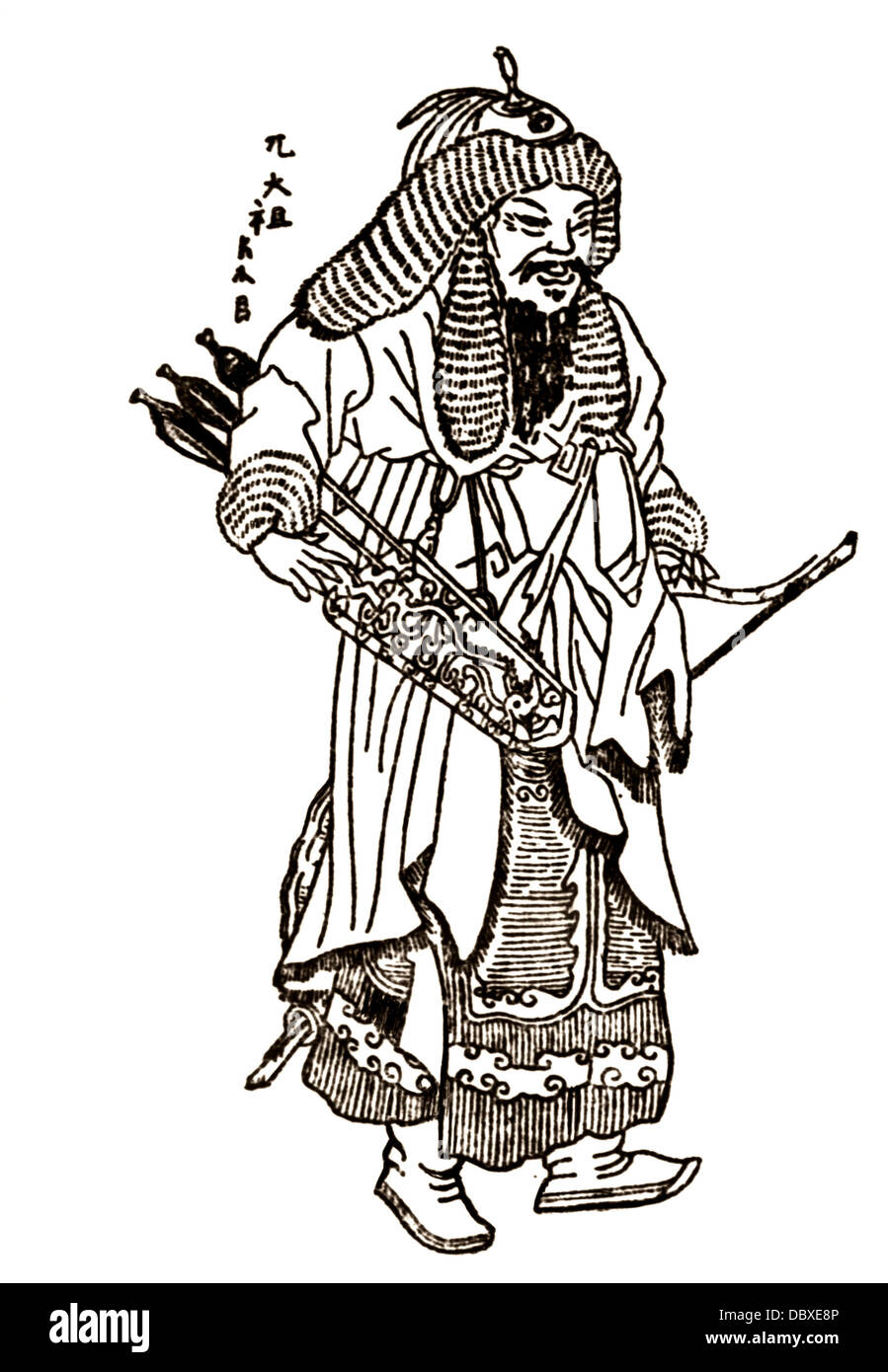 1200s ritratto di Gengis Khan 1167-1227 conquistatore mongolo LEADER GUERRIERO Foto Stock