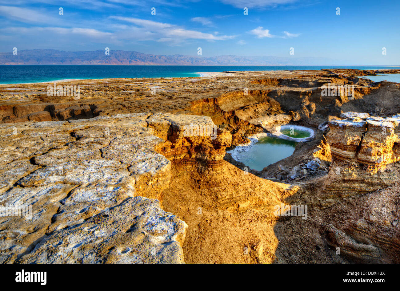 Doline nei pressi del Mar Morto in Ein Gedi, Israele. Foto Stock