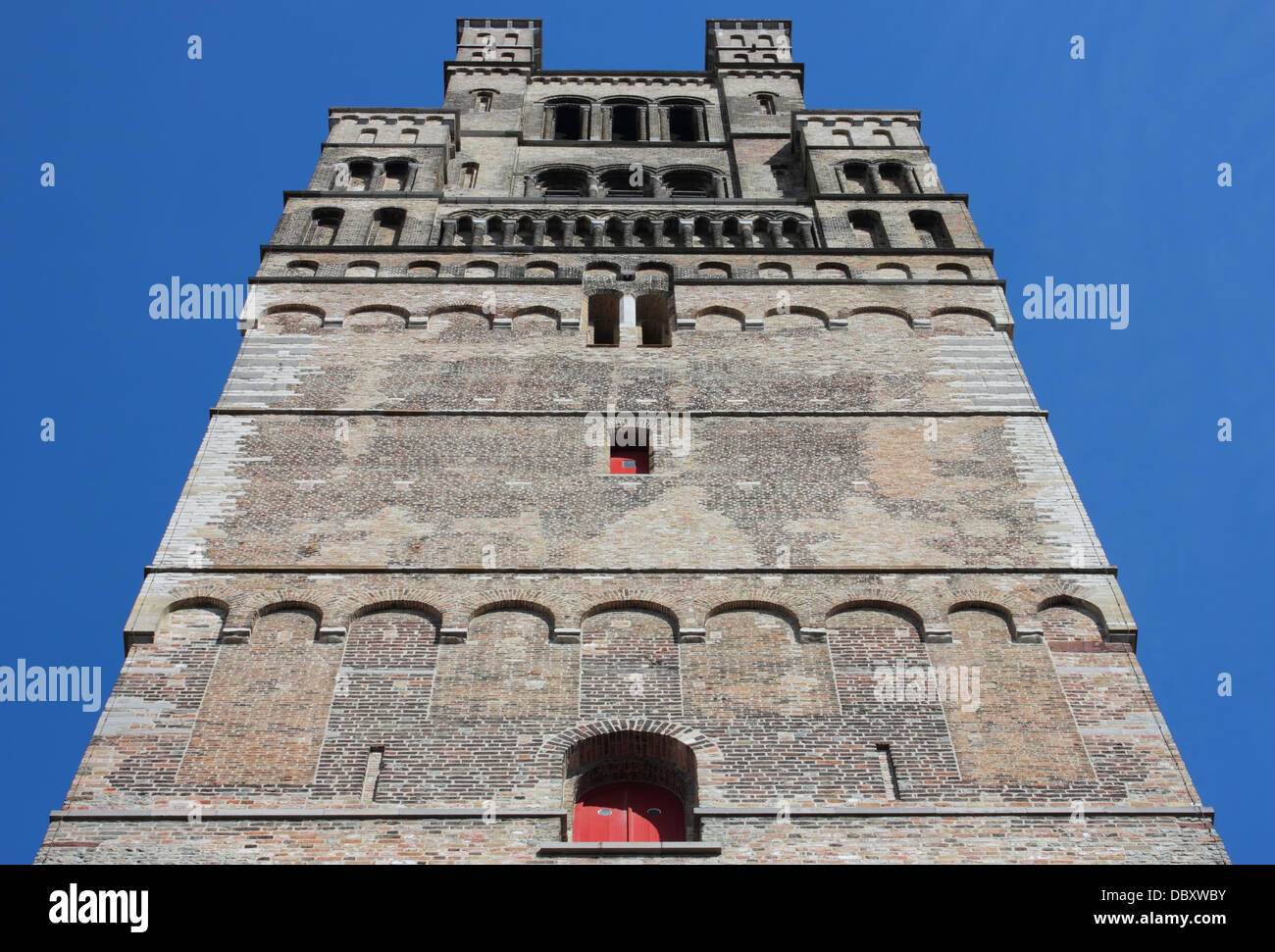 Chiesa di Nostra Signora torre in Bruges, Belgio. Foto Stock