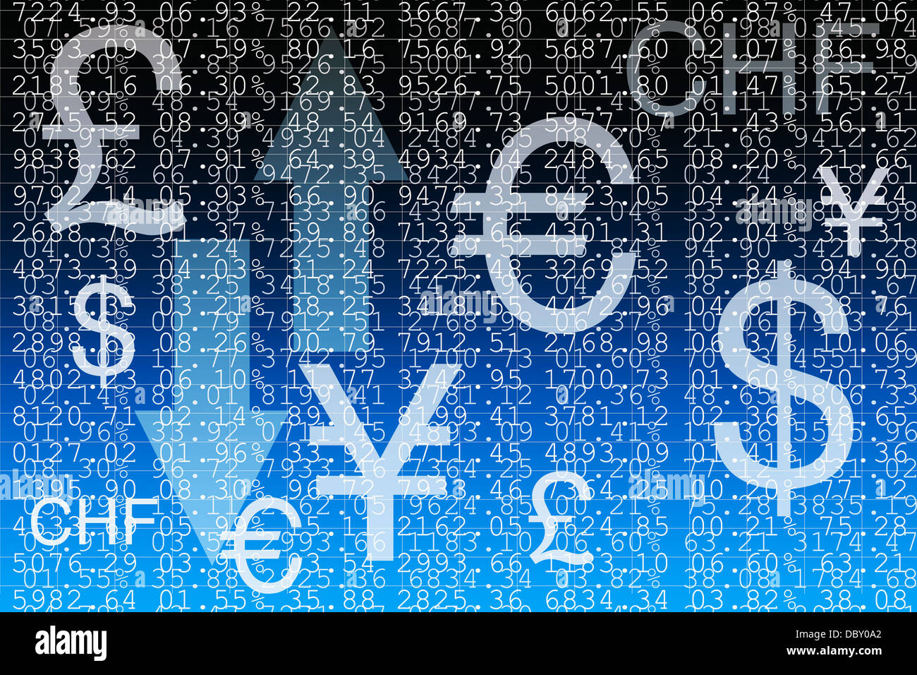 Illustrazione grafica che rappresentano i mercati, valute e di scambi Foto Stock