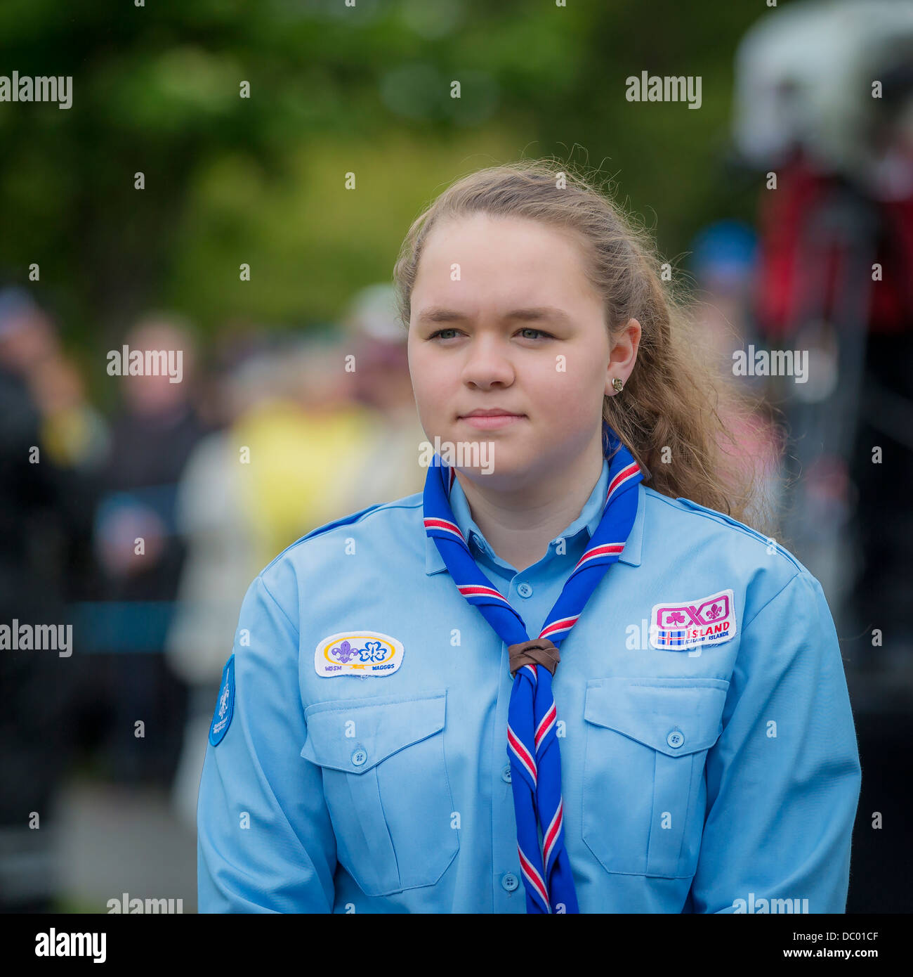 Ritratto di ragazza islandese Scout, Reykjavik, Islanda Foto Stock