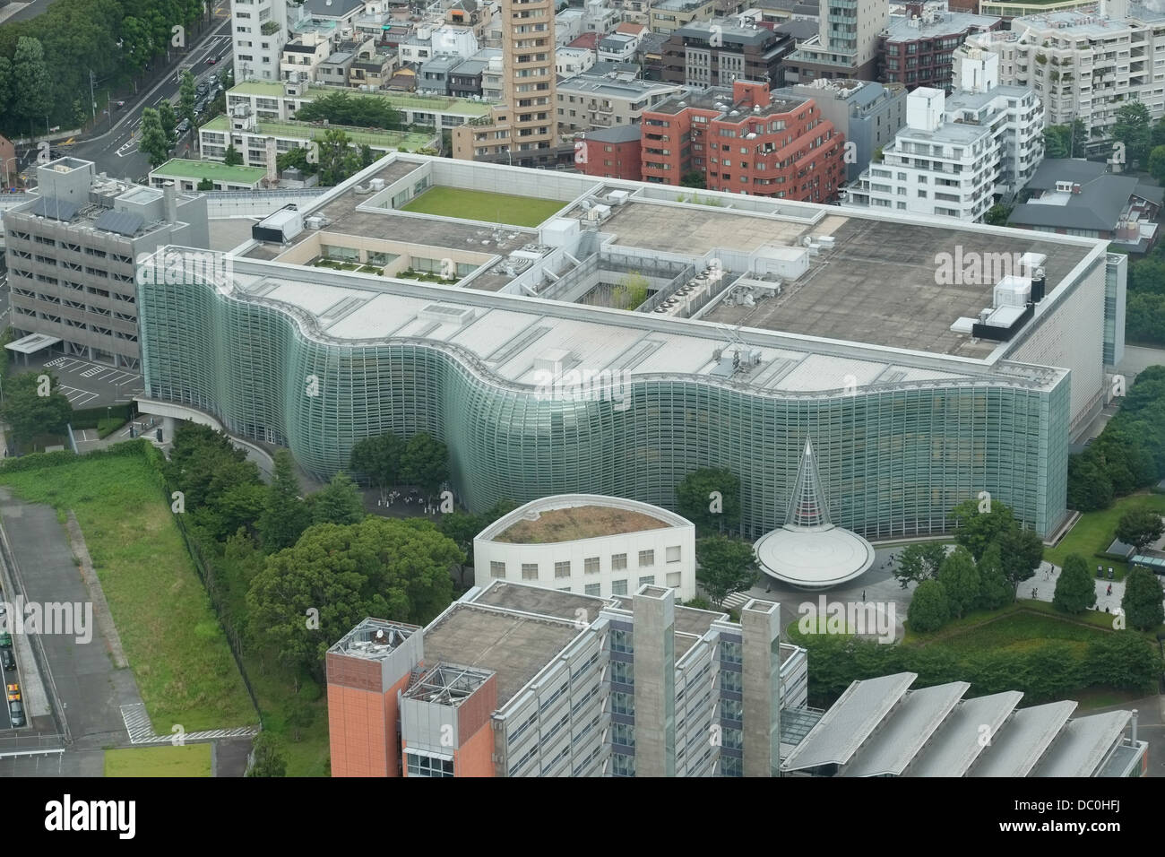 Tokyo National Art Center, vista aerea come si vede dai Mori Tower, Tokyo, Giappone. Foto Stock