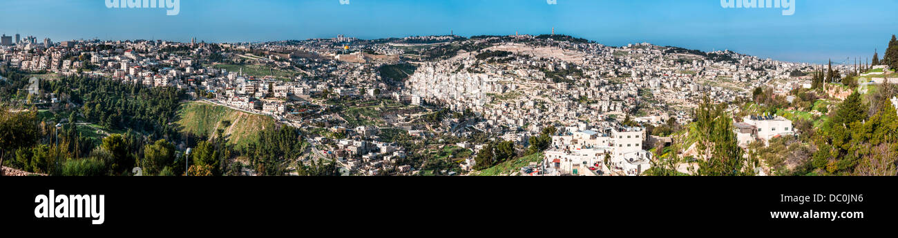 Il Monte del Tempio, conosciuto anche come Monte Moriah a Gerusalemme, Israele. È situato nella città vecchia di Gerusalemme ed è un luogo sacro Foto Stock