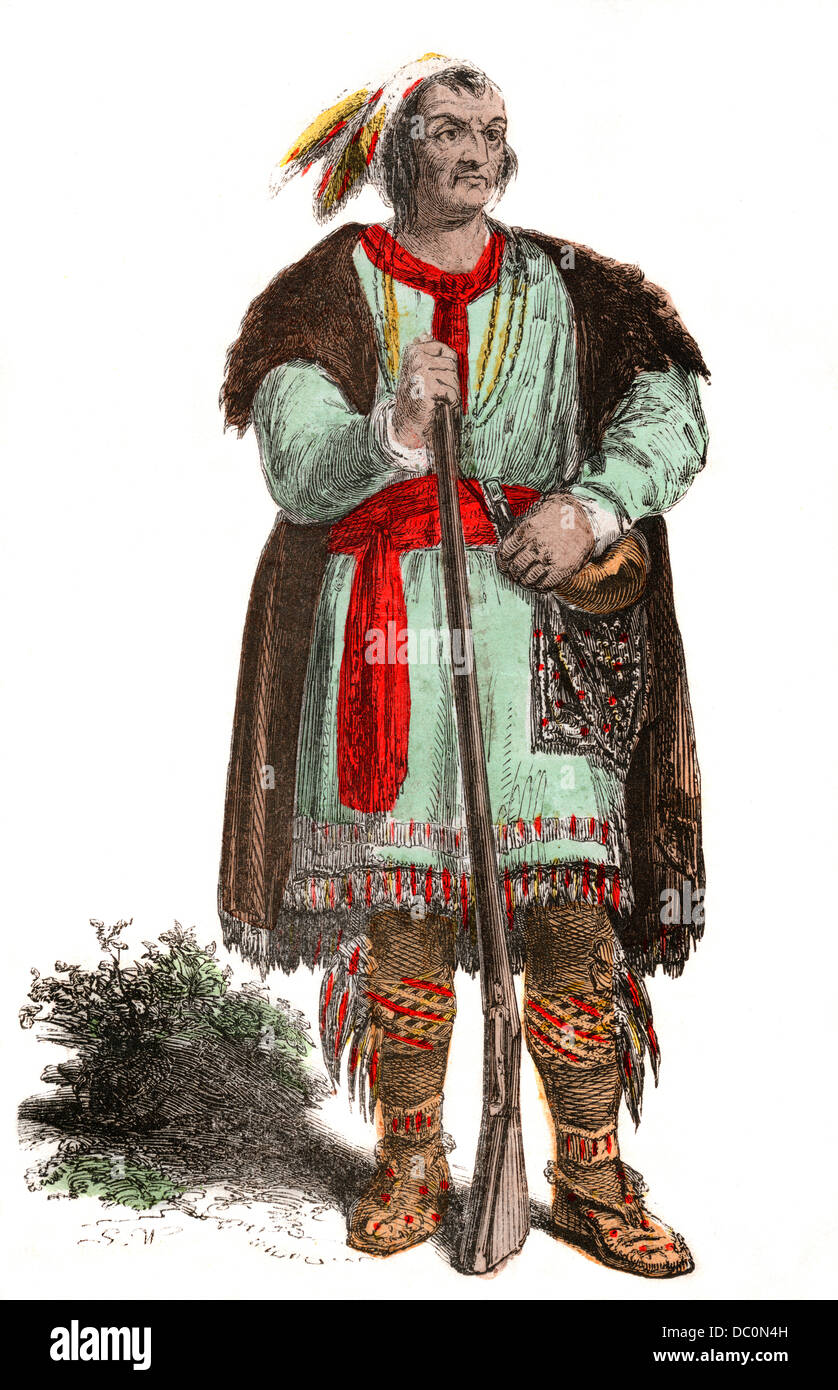 1800s a piena lunghezza Ritratto TECUMSEH SHAWNEE INDIAN morto durante la guerra di 1812 Foto Stock