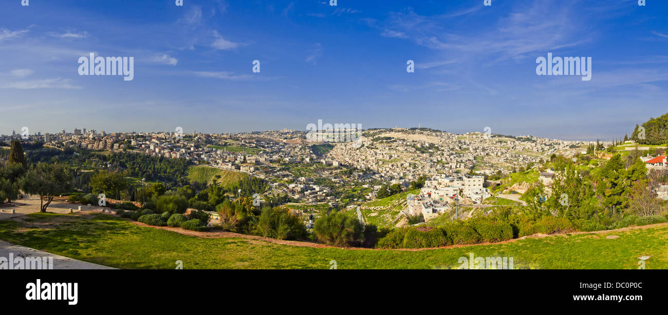Il Monte del Tempio, conosciuto anche come Monte Moriah a Gerusalemme, Israele. È situato nella città vecchia di Gerusalemme ed è un luogo sacro Foto Stock