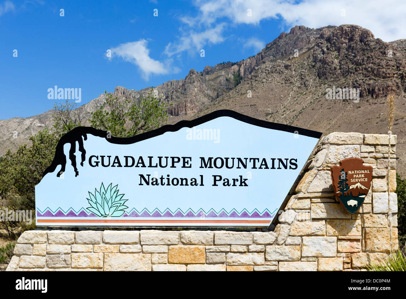 Ingresso al Parco Nazionale delle Montagne Guadalupe, Texas, Stati Uniti d'America Foto Stock