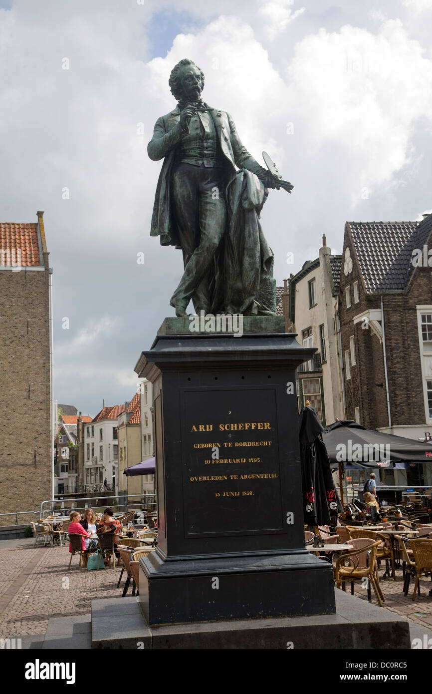 Ary Scheffer statua Scheffersplein Dordrecht Paesi Bassi Foto Stock