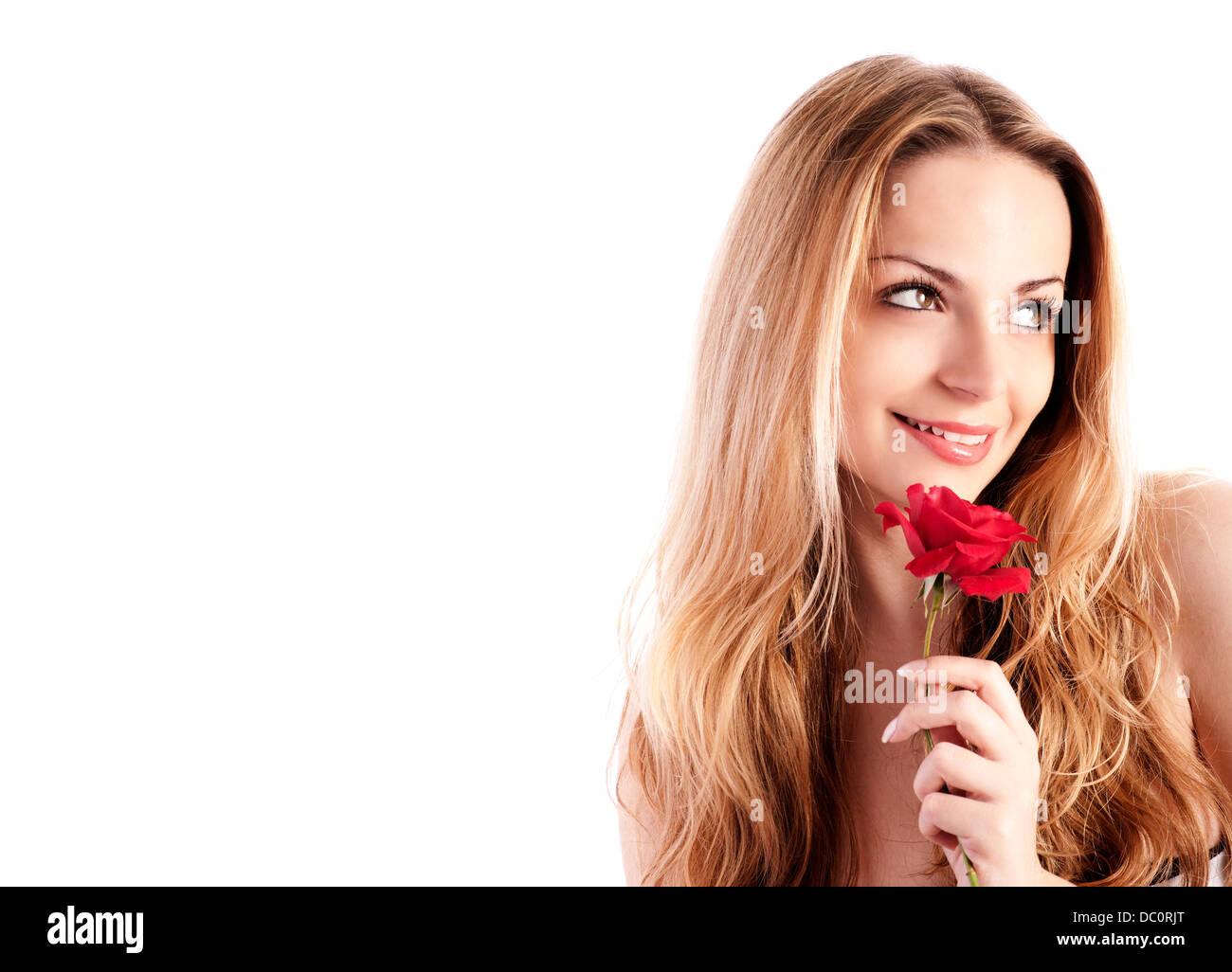 Che tiene una rosa Foto Stock