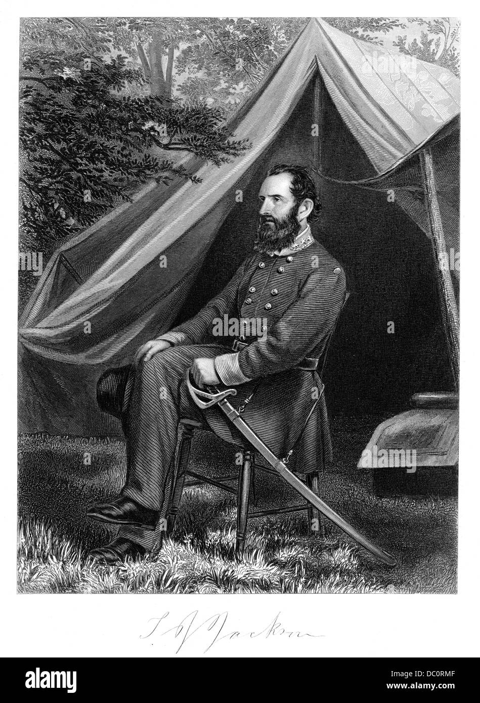 1800s 1860 ritratto confederato generale Thomas Stonewall Jackson è morto dopo la battaglia di CHANCELLORSVILLE MAGGIO 1863 Foto Stock