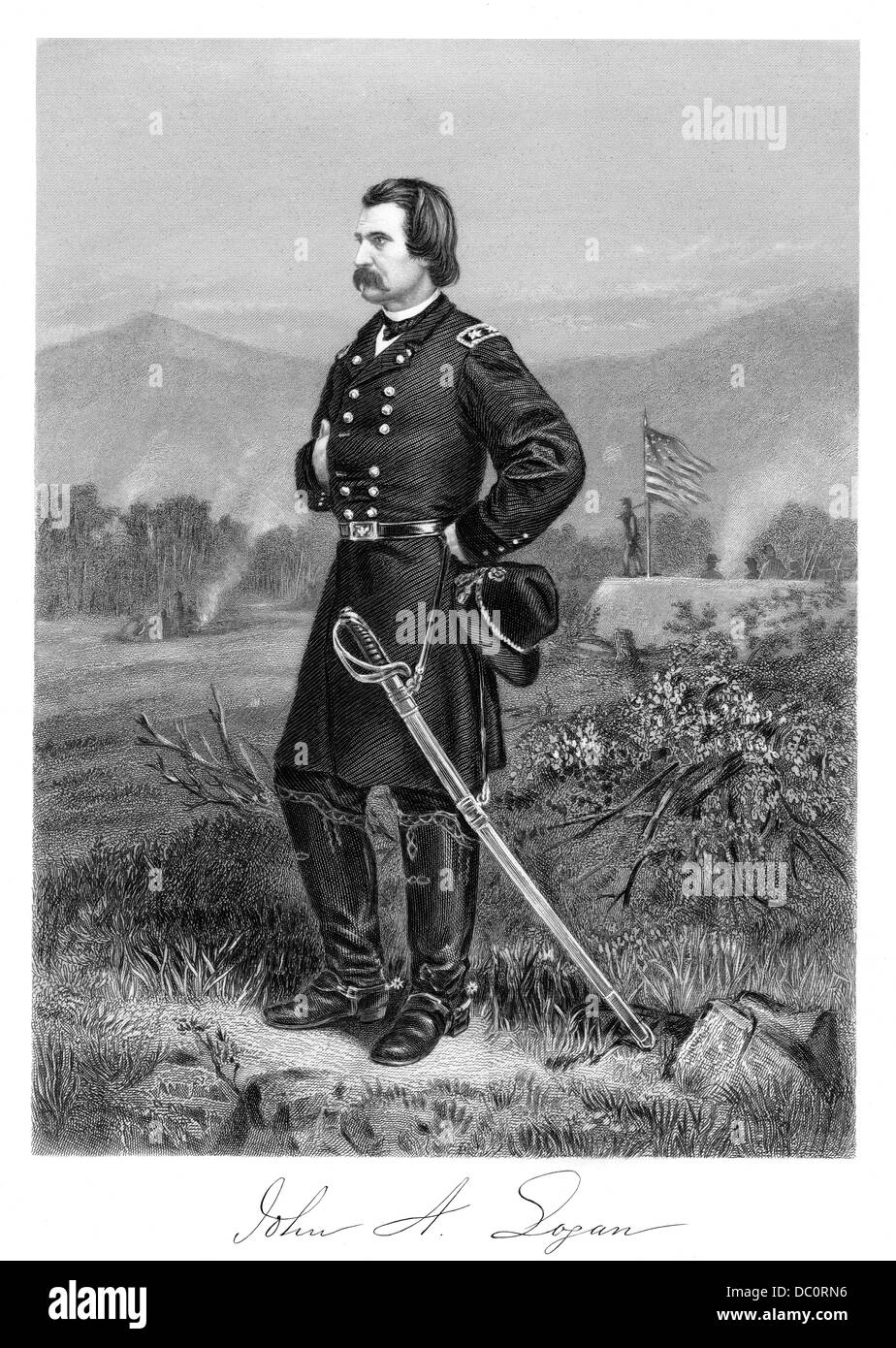 1860s Unione generale JOHN LOGAN IN UNION ARMY & PIÙ TARDI GRAND esercito della repubblica fondata il 30 maggio il Memorial Day nel 1868 Foto Stock