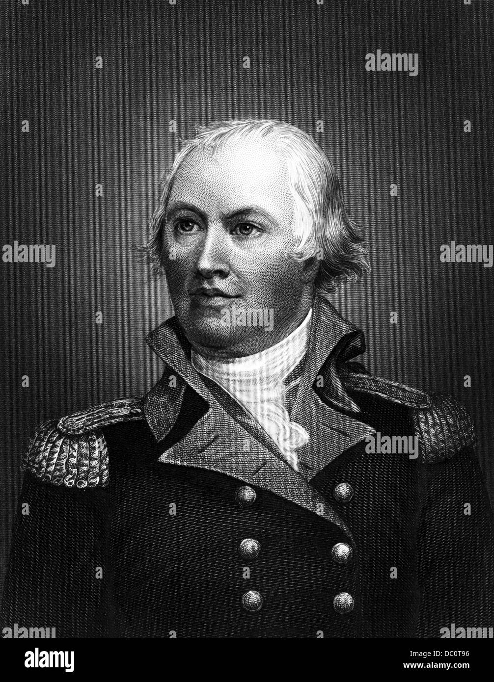 1700s ritratto GENERALE NATHANIEL GREENE maggiore generale dell esercito continentale in seguito comandante a WEST POINT Foto Stock