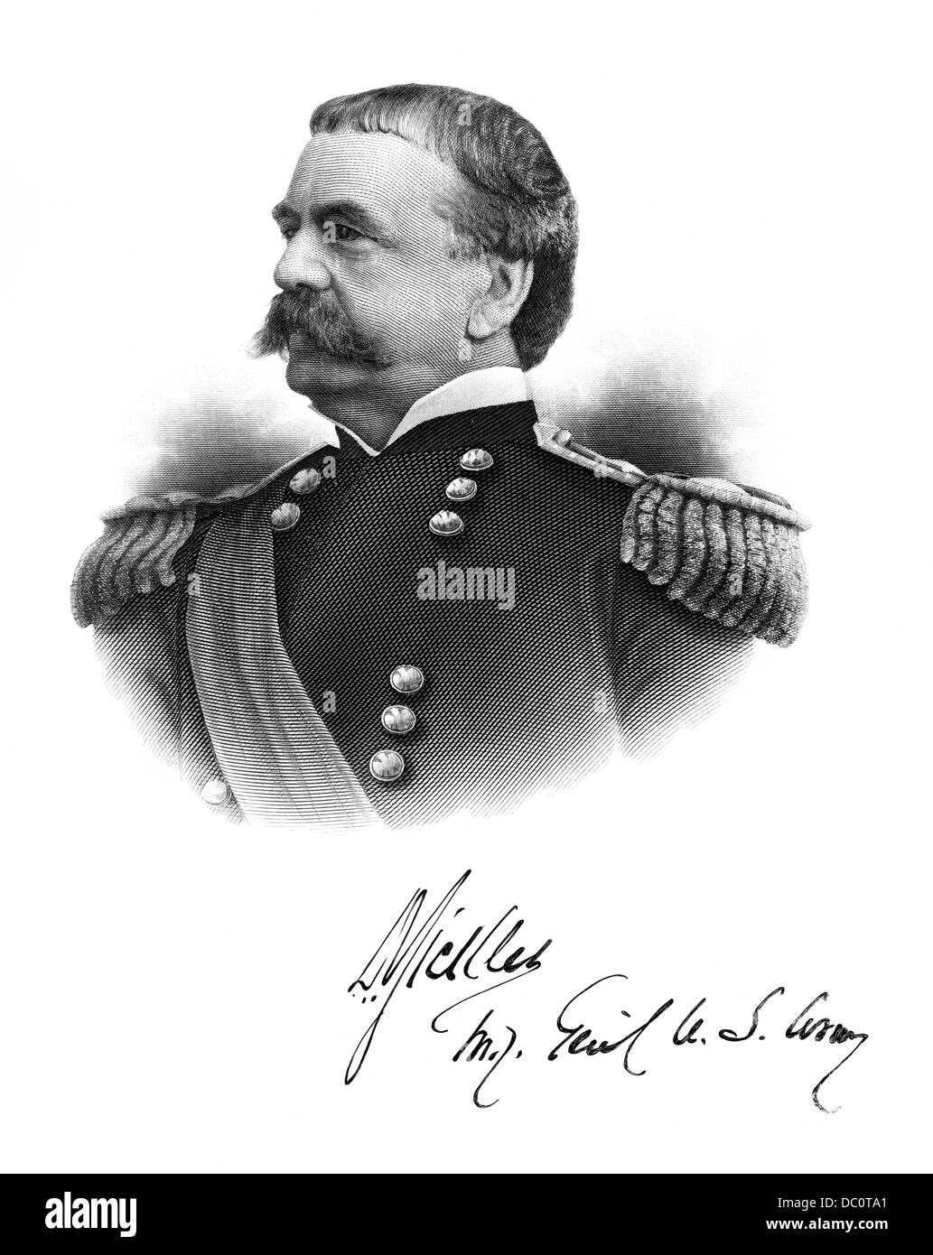1800s 1860 RITRATTO DAVID FALCETTI MAGGIORE GENERALE UNION ARMY DURANTE LA GUERRA CIVILE AMERICANA ferito nella battaglia di Gettysburg perso una gamba Foto Stock
