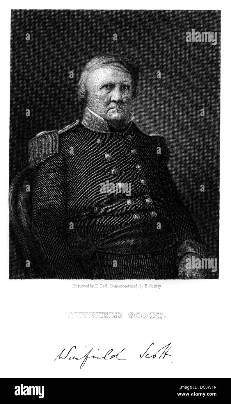 1860s generale Winfield Scott servita la guerra di 1812 il messicano guerra americana e LA GUERRA CIVILE AMERICANA NICKNAME VECCHIO FUSS e piume Foto Stock