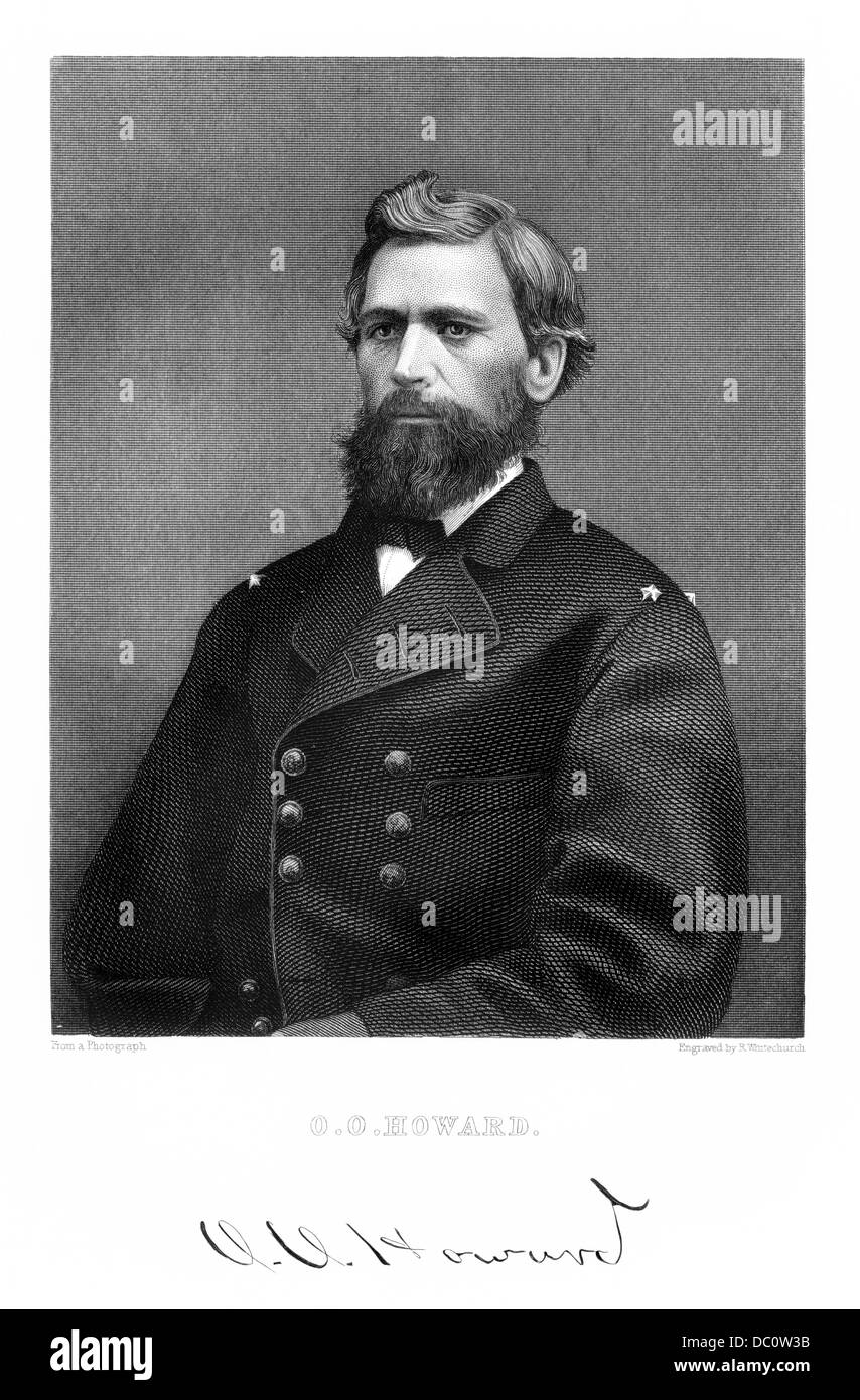1860s Unione maggiore generale OLIVER HOWARD combattuto a GETTYSBURG FREEDMANS RICOSTRUZIONE BUREAU LEADER FONDATA HOWARD UNIVERSITY Foto Stock