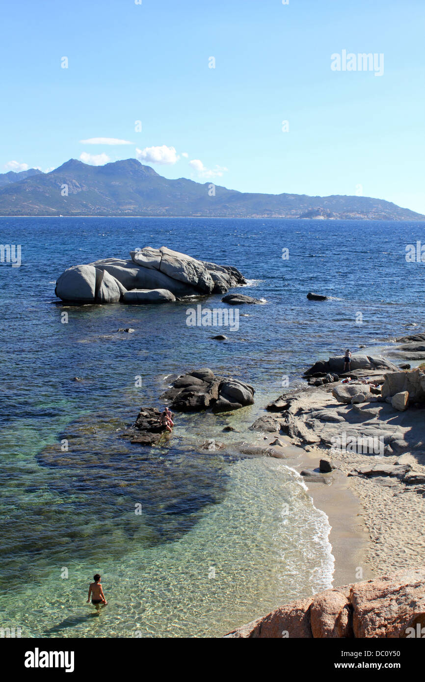 Punta di Spanu è un naturale protetto area costiera nel comune di lumio vicino a Calvi in Corsica. Foto Stock