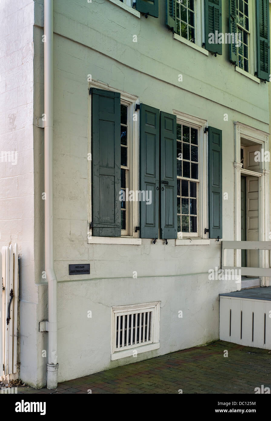 Nascita luogo casa di American novilist e scrittore James Fenimore Cooper, Burlington, New Jersey, STATI UNITI D'AMERICA Foto Stock