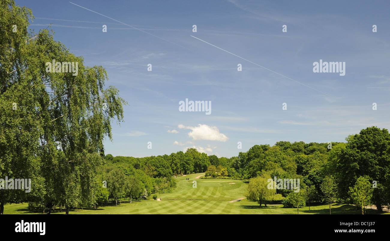 Visualizza in basso 1° Fairway su West Corso Sundridge Park Campo da Golf Bromley Kent England Foto Stock