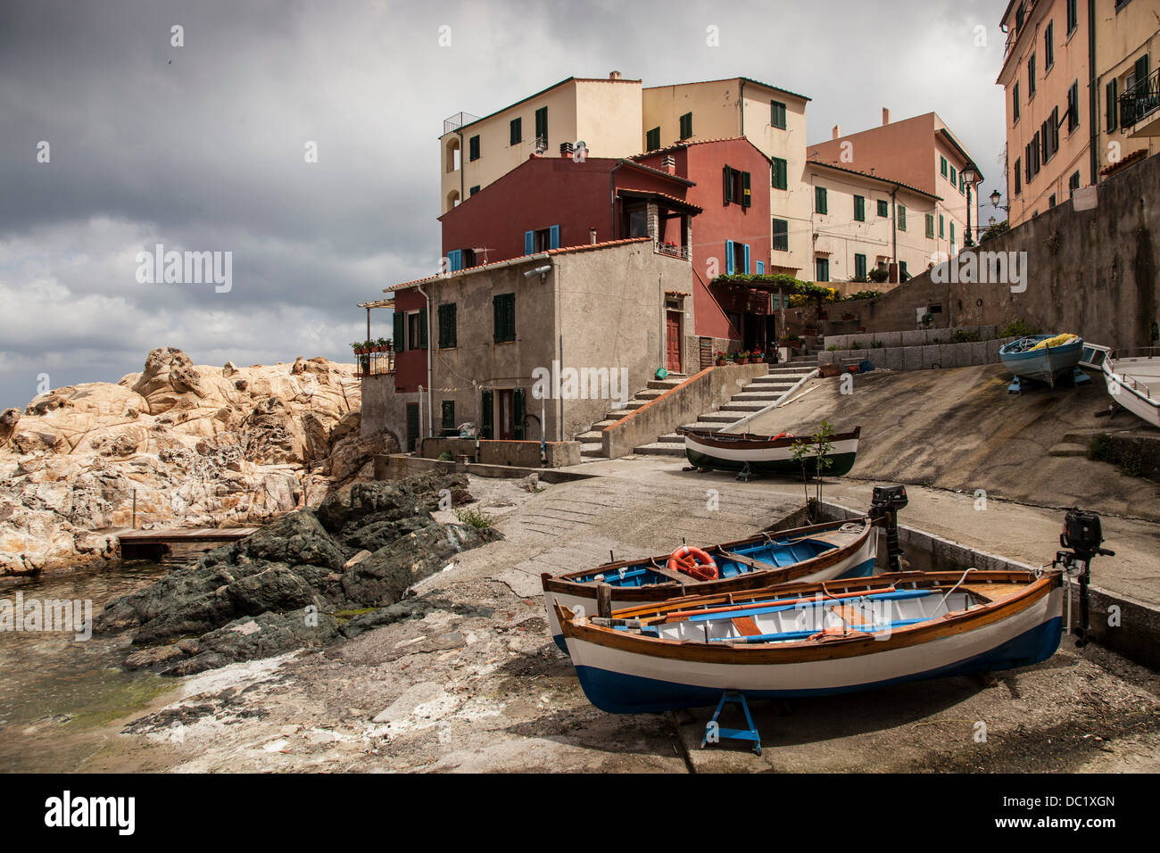 Barche da pesca Marciana, Isola d'Elba, Italia Foto Stock