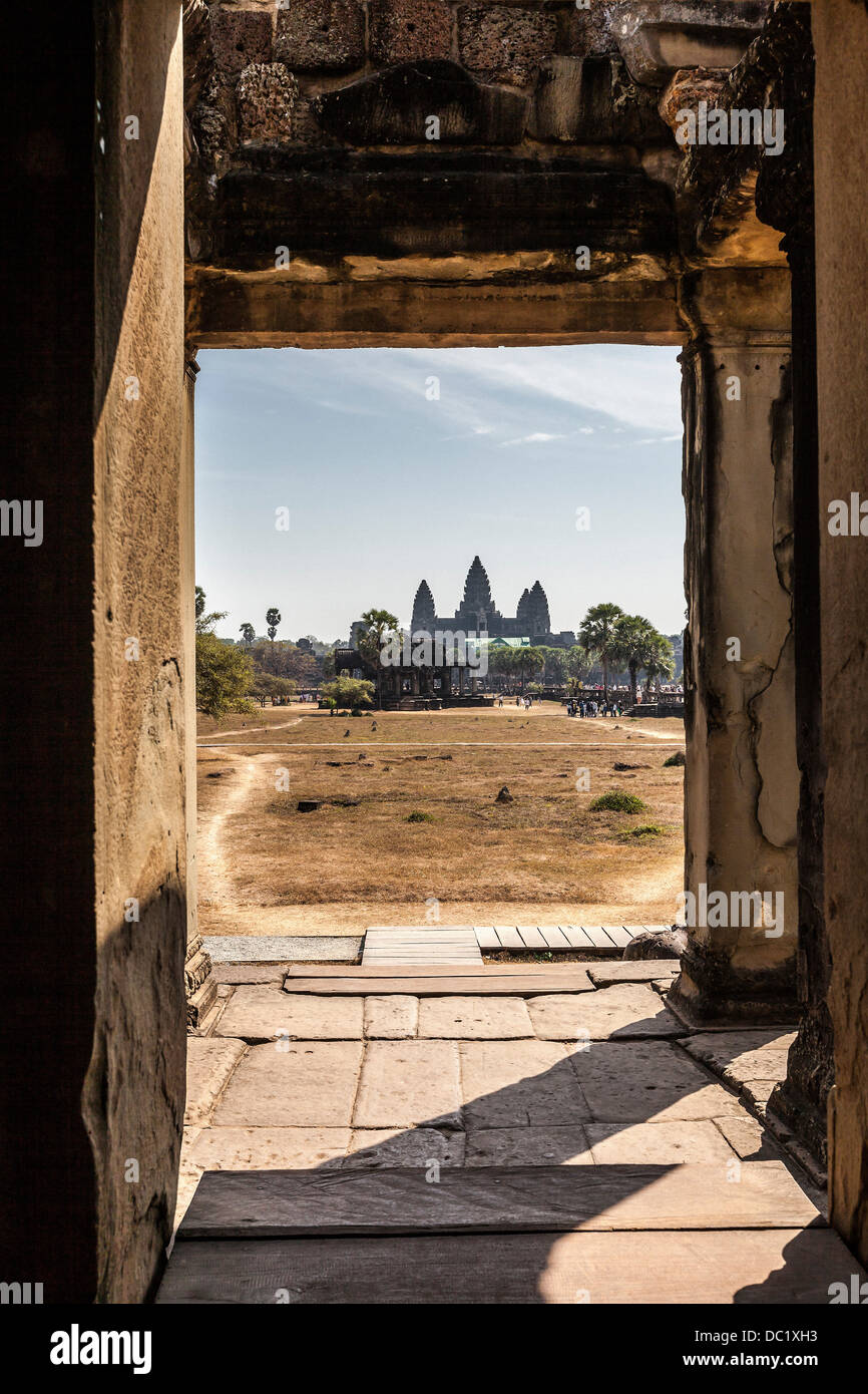 Vista di Angkor Wat, Siem Reap, Cambogia Foto Stock