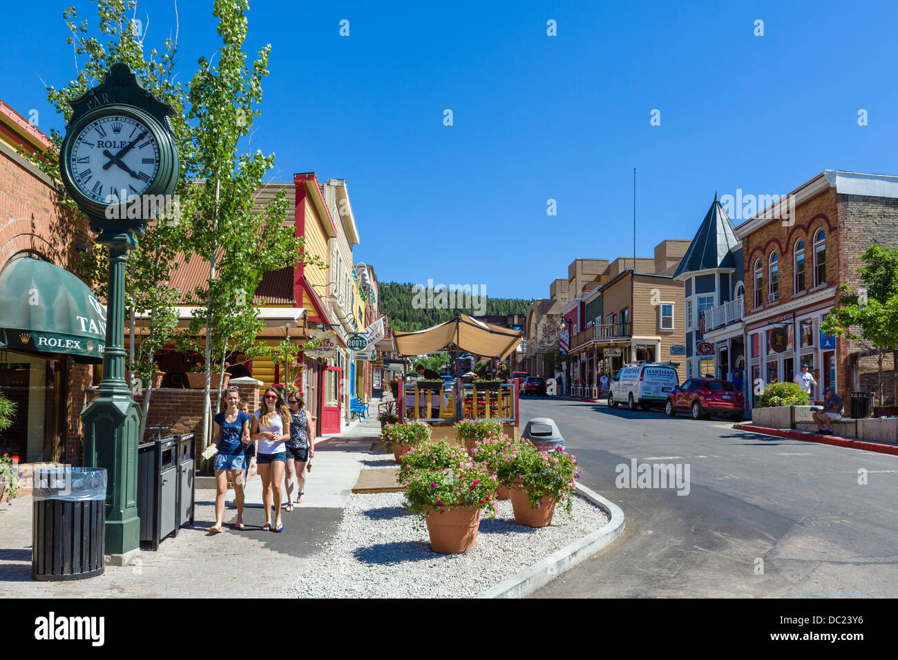 Strada principale nel centro di Park City, Utah, Stati Uniti d'America Foto Stock